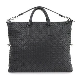 BOTTEGA VENETA Intrecciato Briefcase Shoulder Hand Bag Leather Black 90280781